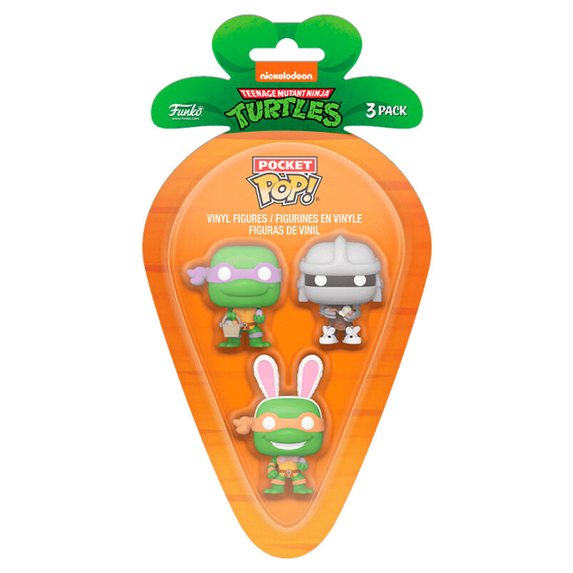 Blister 3 figuras Carrot Pocket POP Tortugas Ninja Donatello Shredder Michelangelo Pascua