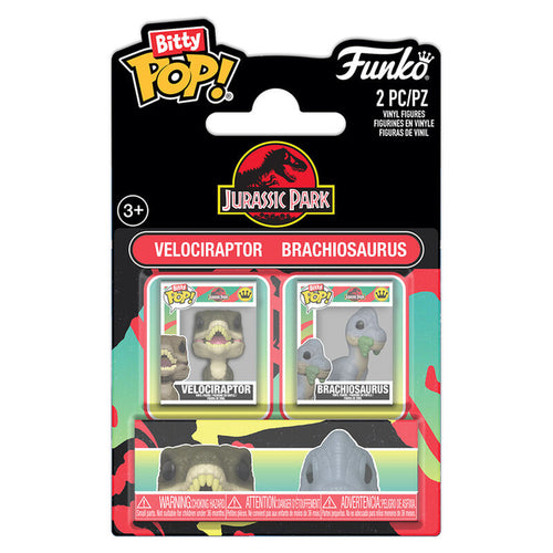 Blister 2 figuras Bitty POP Jurassic Park Velociraptor & Brachiosaurus
